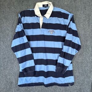 Vantage UNC Carolina Blue Striped Rugby Shirt Mens 2X Long Sleeve Polo Navy